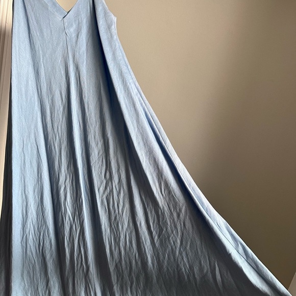 L'AGENCE Sundress Linen Blend Freestyle L Serene Blue Sleeveless V-Neck 5479 - Picture 4 of 14